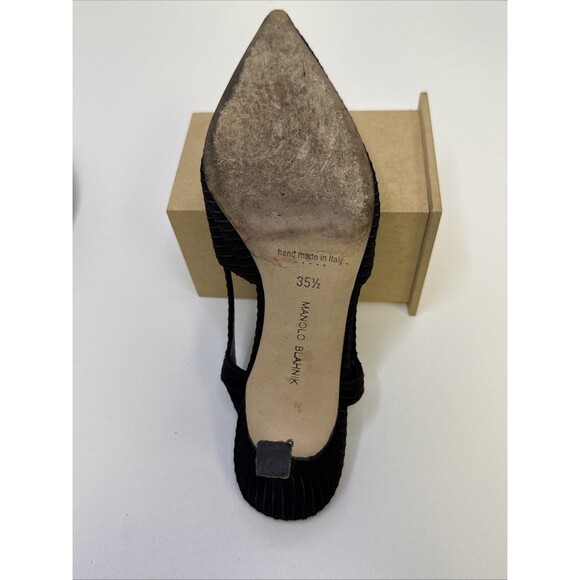 Manolo Blahnik Bretto Satin Slingback Pointy Toe Pumps EU 35.5 - Picture 13 of 16